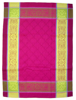 Set of 3 French Jacquard dish cloths (prestige. pink) - Click Image to Close